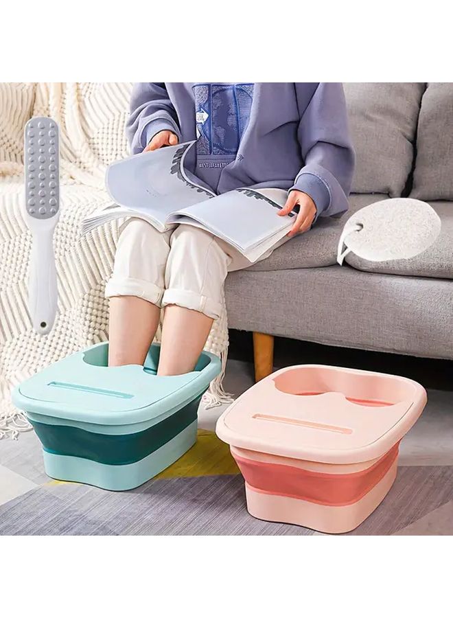 White Foot Bath Bucket With Lid And Scraper Portable Foldable Soak Tub For Home Relaxation - Image 1